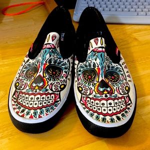Vision street wear slip on slides day of the dead sugar skull mens 10.5
